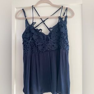 Blakeley Navy Sleeveless Babydoll Top